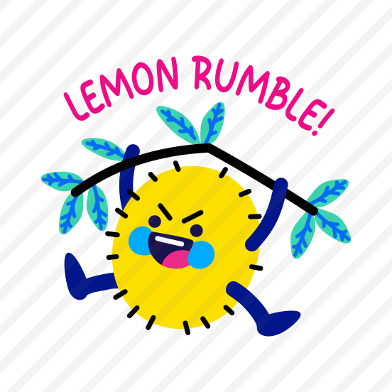 Lemon Rumble, Playing, Fruit, Cartoon, Typography preview