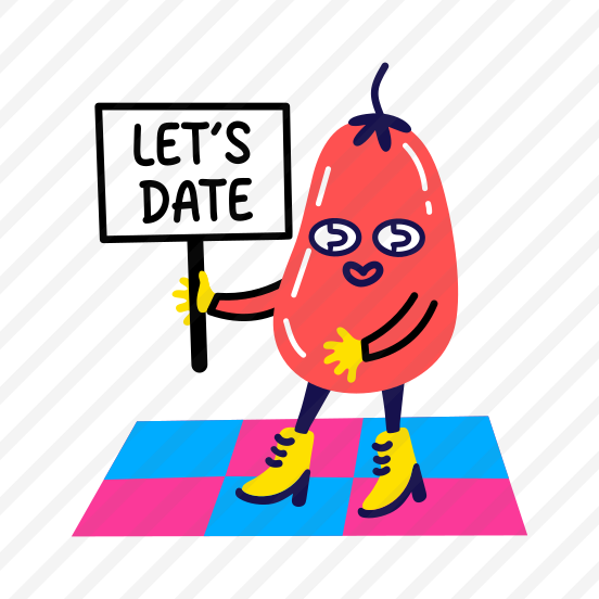 Lets Date, Dancing, Fruit, Cartoon, Placard preview
