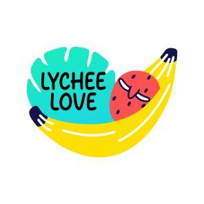Lychee Love, Sleeping, Fruit, Cartoon, Typography icon