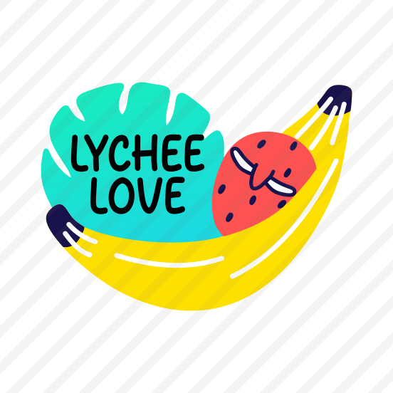 Lychee Love, Sleeping, Fruit, Cartoon, Typography preview