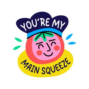 Main Squeeze, Smiling, Fruit, Cartoon, Typography, icon