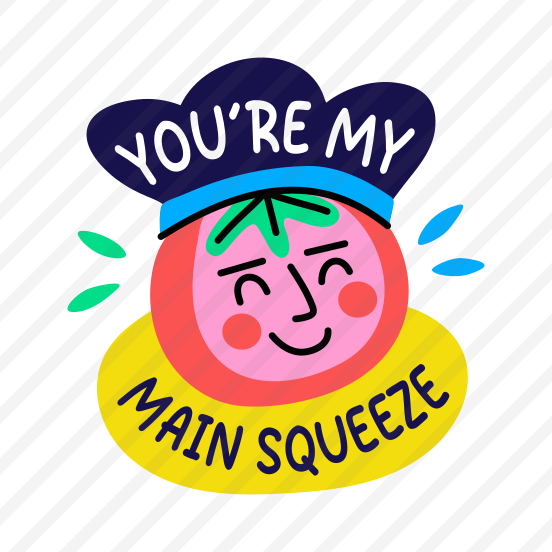 Main Squeeze, Smiling, Fruit, Cartoon, Typography, preview