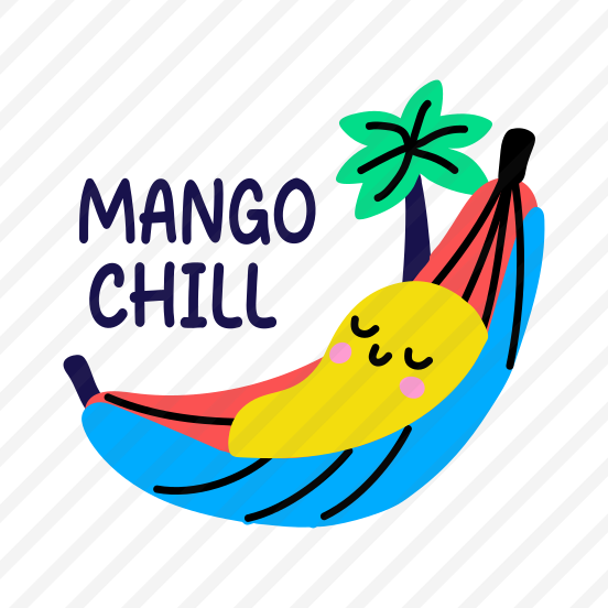 Mango Chill, Sleeping, Fruit, Cartoon, Typography preview