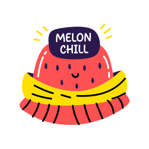Melon Chill, Fruit, Cartoon, Typography, Lettering icon