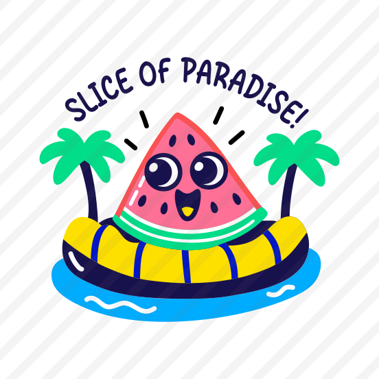 Melon Slice, Floating, Fruit, Cartoon, Typography preview