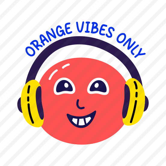 Orange Vibes, Listening Music, Fruit, Cartoon, Typography preview