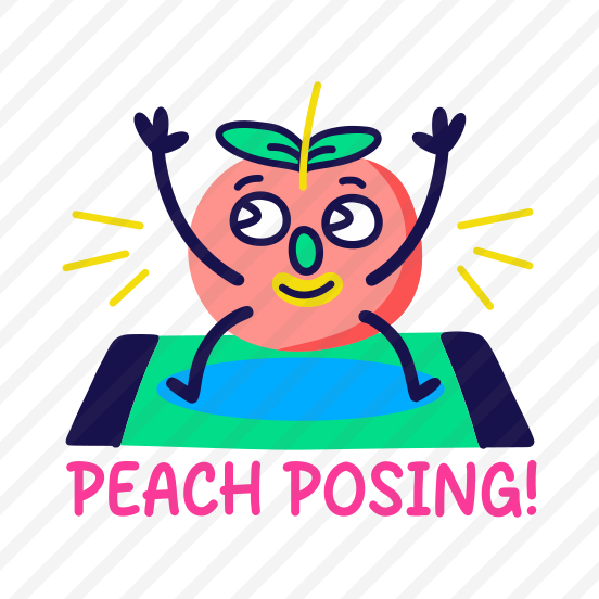 Peach Posing, Smiling, Fruit, Cartoon, Typography preview