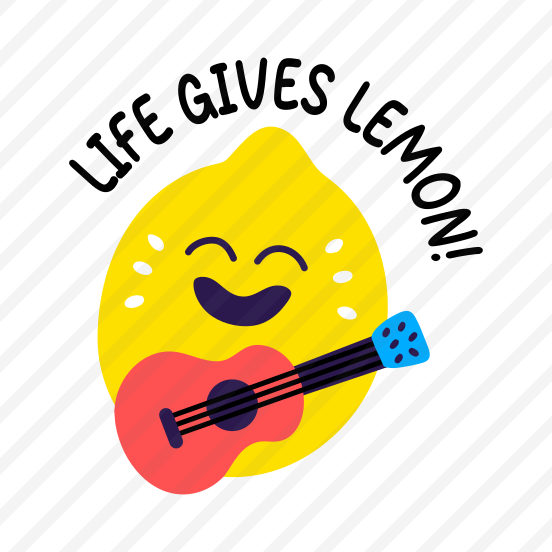 Playing Guitar, Lemon, Fruit, Cartoon, Typography preview