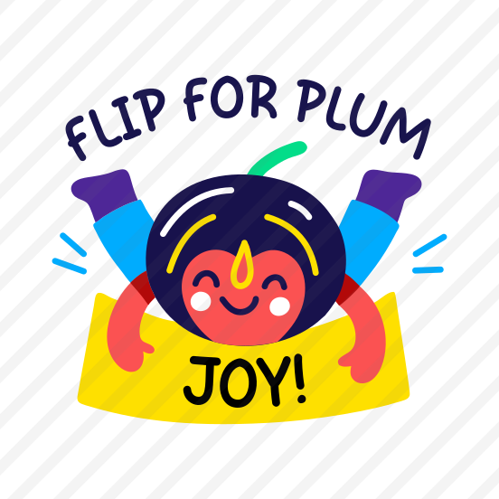 Plum Joy, Happy, Fruit, Cartoon, Typography preview