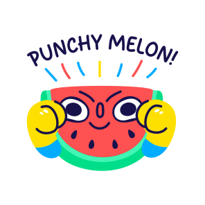 Punchy Melon, Boxing, Fruit, Cartoon, Typography icon
