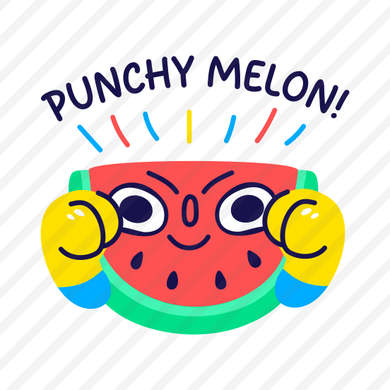 Punchy Melon, Boxing, Fruit, Cartoon, Typography preview
