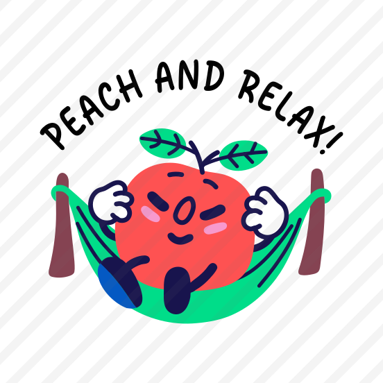 Relaxing Peach, Resting, Fruit, Cartoon, Typography preview