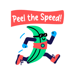Running Banana, Racing, Fruit, Cartoon, Typography icon