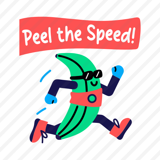Running Banana, Racing, Fruit, Cartoon, Typography preview