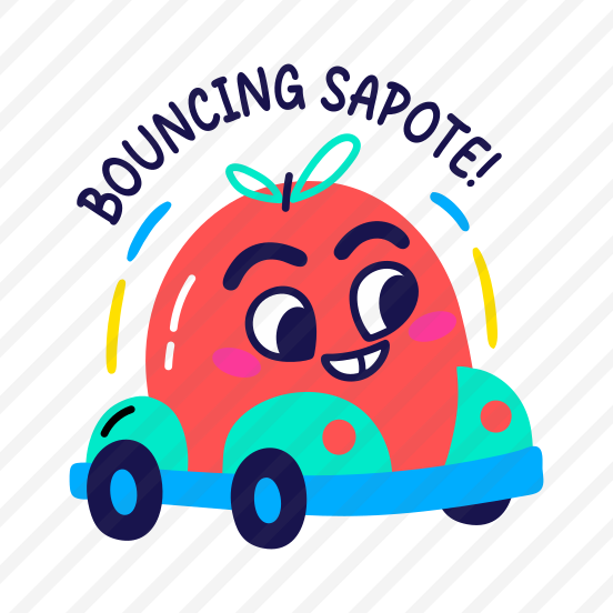 Sapote Fruit, Riding, Cartoon, Typography, Lettering, preview