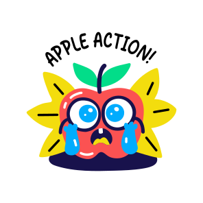 Shocked Apple, Amazed, Fruit, Cartoon, Typography icon