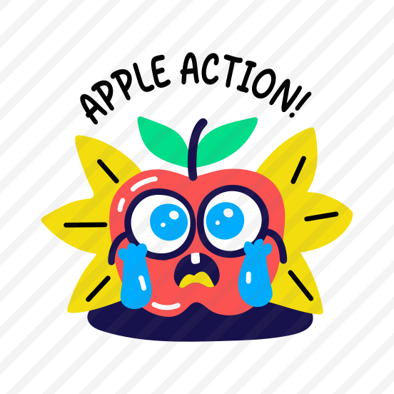Shocked Apple, Amazed, Fruit, Cartoon, Typography preview