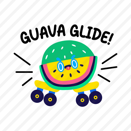 Skating Guava, Fruit, Cartoon, Typography, Lettering preview