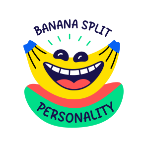 Smiling Banana, Funny, Fruit, Cartoon, Typography icon