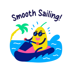 Smooth Sailing, Riding, Fruit, Cartoon, Typography icon