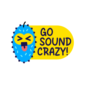 Sound Crazy, Mocking, Fruit, Cartoon, Typography icon