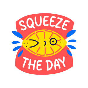 Squeeze Lemon, Citrus, Fruit, Typography, Lettering icon