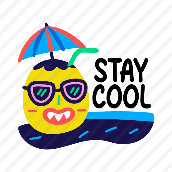 Stay Cool, Coconut Drink, Fruit, Cartoon, Typography preview