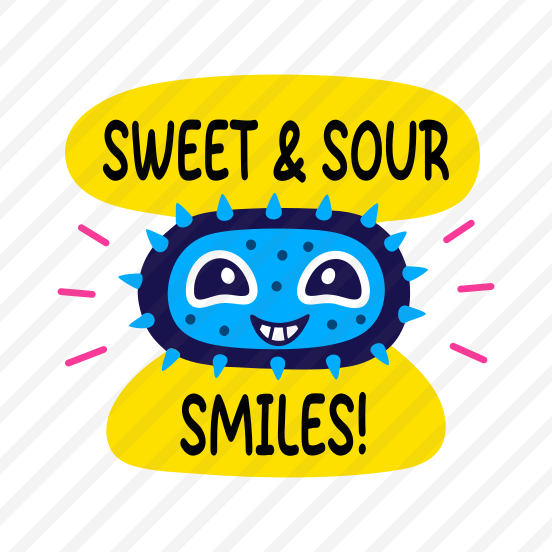 Sweet And Sour, Smiling, Fruit, Cartoon, Typography, preview