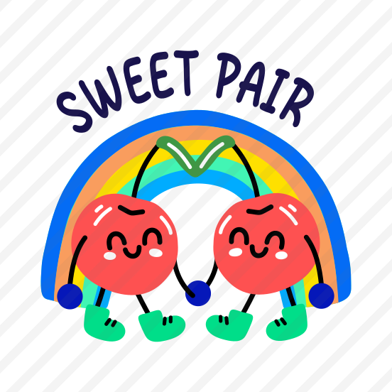 Sweet Pair, Cherries, Fruit, Cartoon, Typography preview