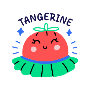 Tangerine Fruit, Smiling, Cartoon, Typography, Lettering, icon