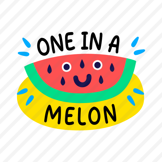 Watermelon Slice, Smiling, Fruit, Cartoon, Typography preview