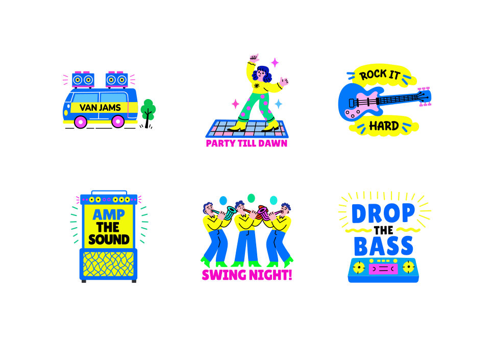 Music Stickers Collection Large Set Preview