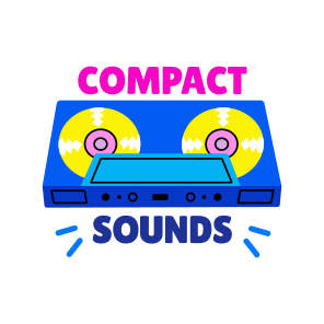 Compact Sounds, Cassette, Disc, Music, Typography icon