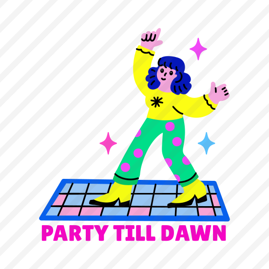 Dancing Character, Party, Enjoying, Celebrating, Typography preview