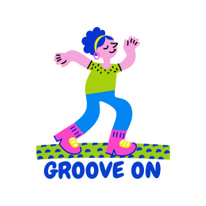 Dancing Girl, Enjoying, Groove On, Character, Typography icon