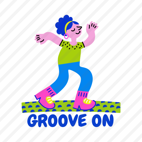 Dancing Girl, Enjoying, Groove On, Character, Typography preview
