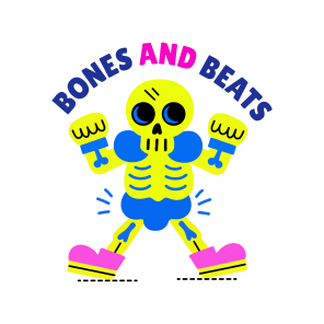Dancing Skeleton, Skull, Beats, Enjoying, Typography icon