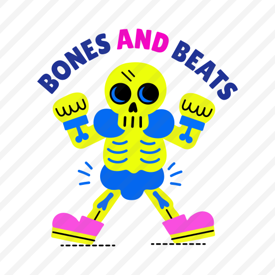 Dancing Skeleton, Skull, Beats, Enjoying, Typography preview