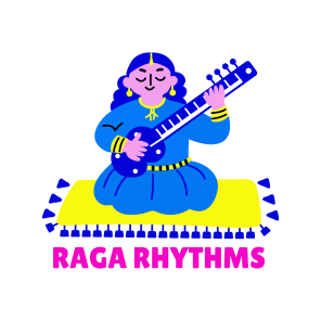 Sitar Player, Raga Rhythms, Classical Music, Melody, Typography icon