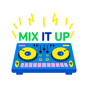 Turntable, Mixer, Mix It, Music, Typography icon