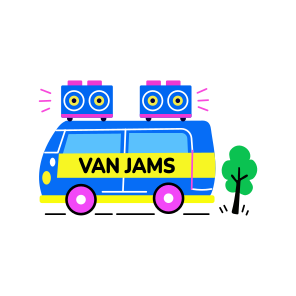 Van Jams, Road Music, Camper, Travel, Typography icon