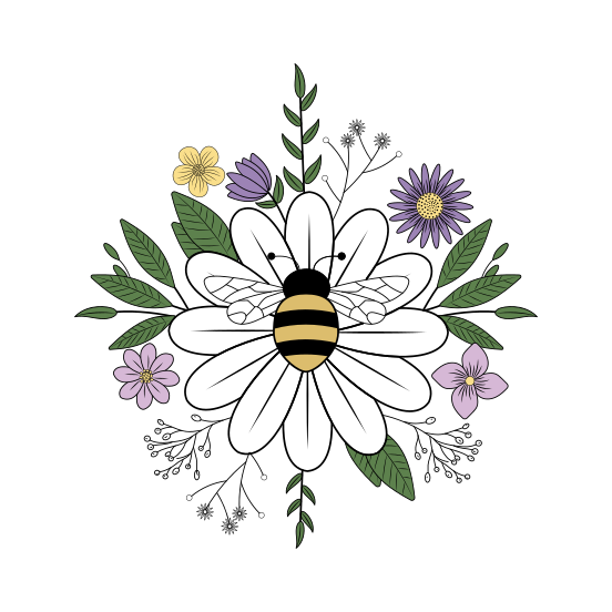 Floral Bumblebee, Blooming, Insect, Creature, Nature illustration