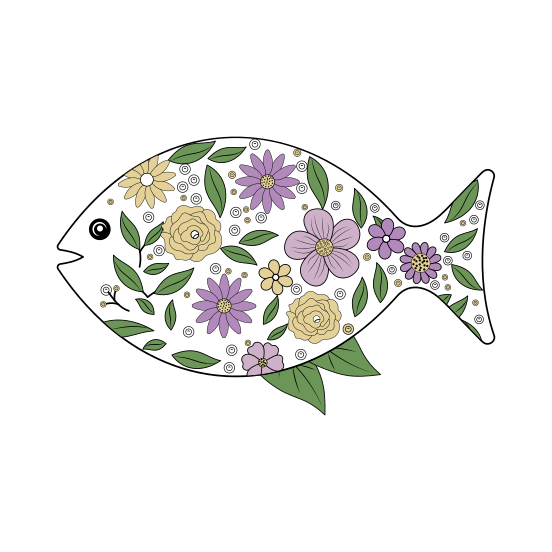 Mandala Fish, Aquatic, Seafood, Animal, Creature illustration
