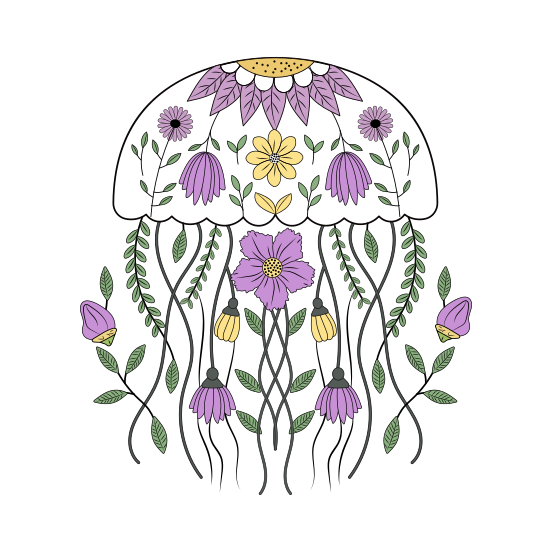 Mandala Jellyfish, Cnidarian, Creature, Sea Jelly, Nature illustration