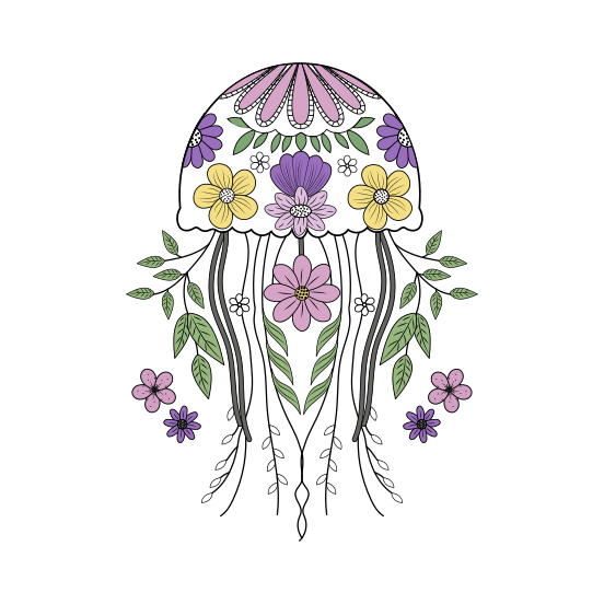 Ornate Jellyfish, Sea Jelly, Cnidarian, Creature, Nature,icons illustration
