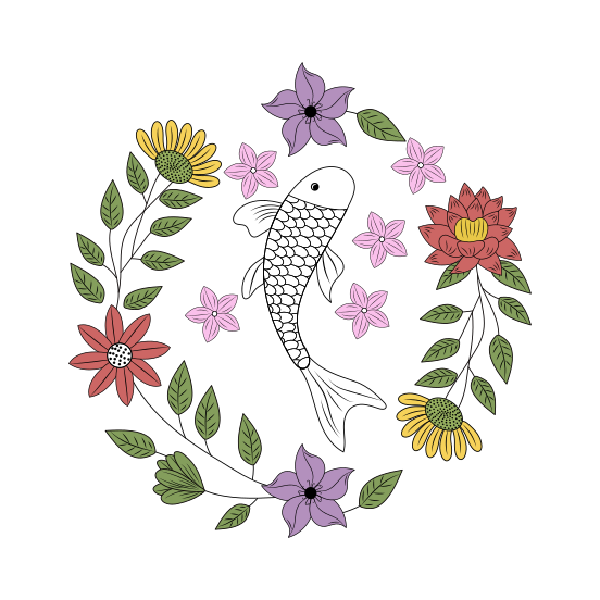 Seasonal Fish, Cyprinus, Koi Fish, Carp, Animal, illustration