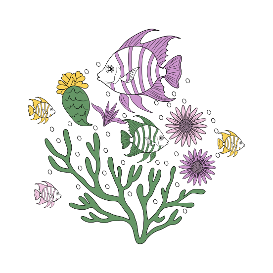 Tropical Fish, Seafood, Underwater, Nature, Animal illustration