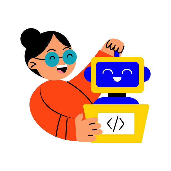 Coding Robot, Programming, Development, Futuristic, Technology illustration