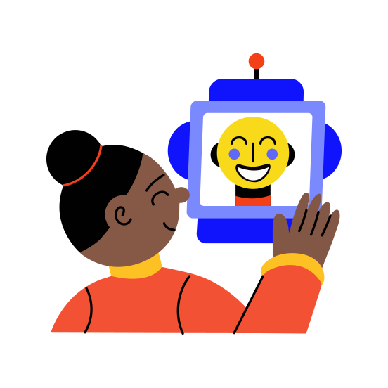 Robot Emotion, Expression, Feelings, Robot Chat, Conversation illustration