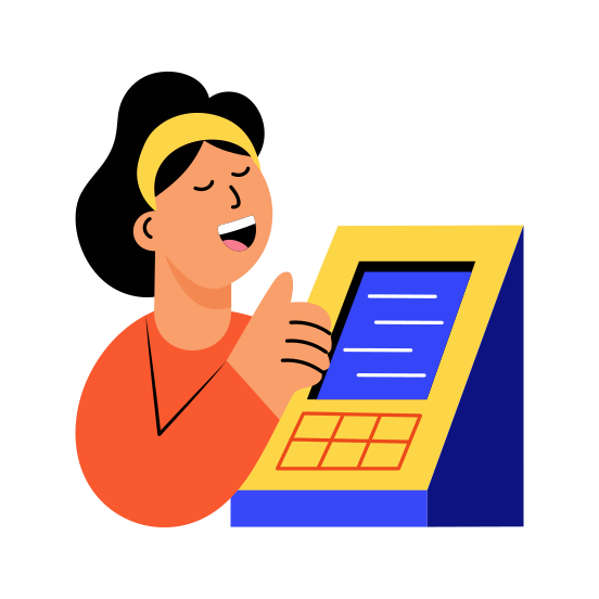 Running Terminal, Kiosk, Self Service, Automation, Technology illustration